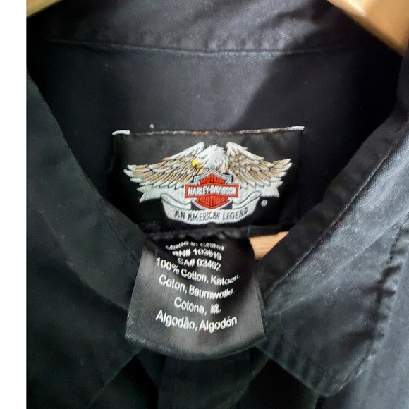 Harley Davidson Y2K Men's Long Sleeve Skulls Button Down Shirt Black XL Biker - Picture 2 of 5